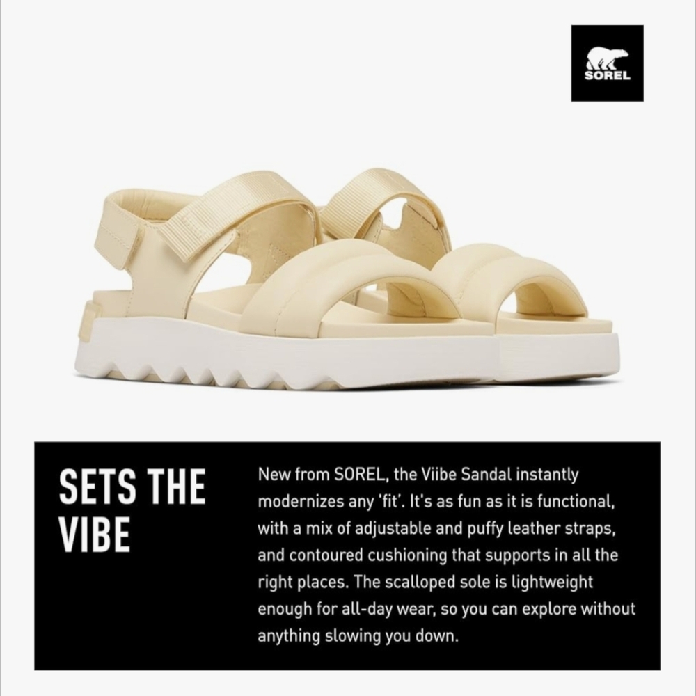 Sorel Viibe Sandal in Butter Yellow Cream